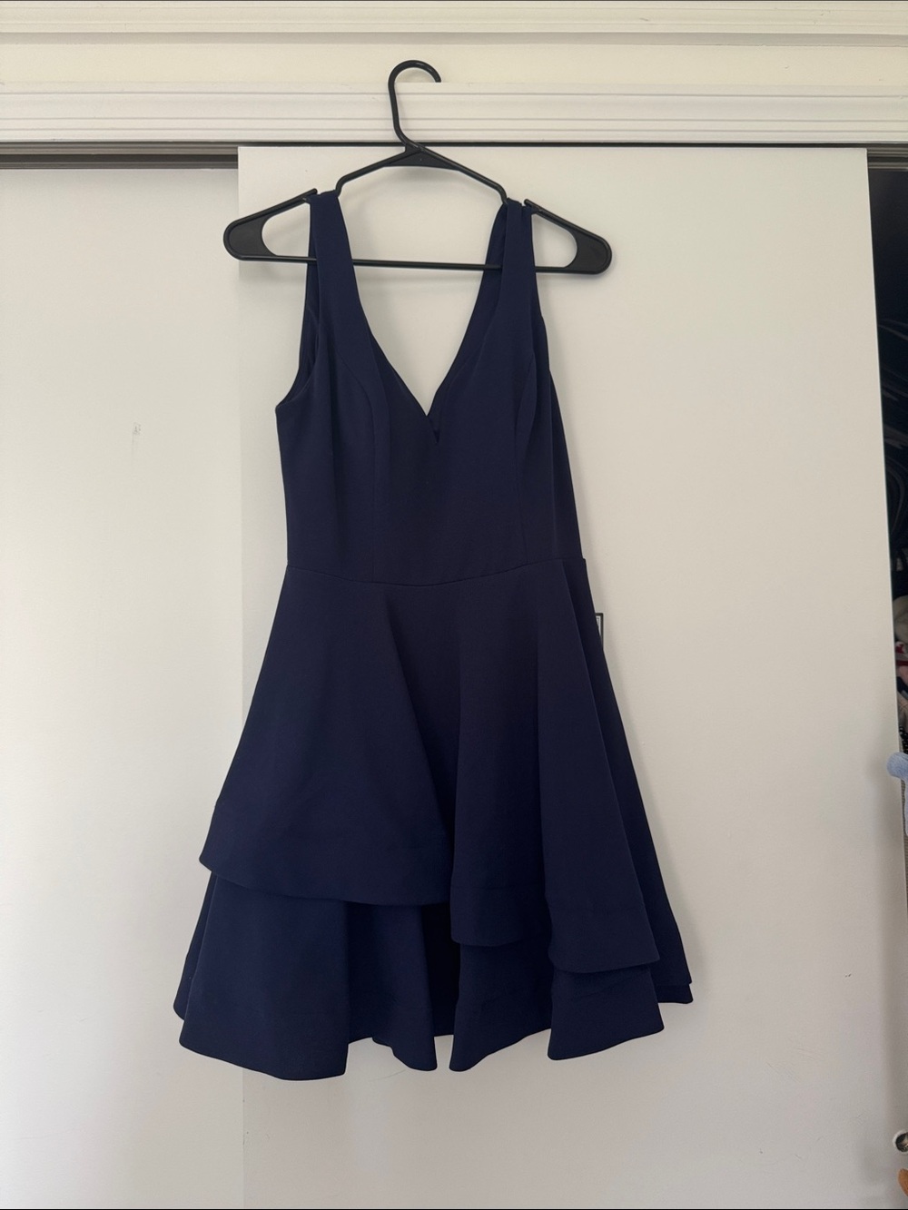 Macy's Dark Navy V-Neck Layered High-Low Dress